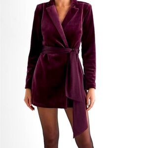Express Plum Velvet Wrap jumpsuit
